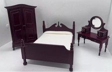 Dolls House furniture double four poster bed set  bedroom set in 1/12th Scale