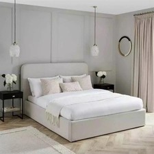 Dusk Ascot Natural Linen Fabric Double Ottoman Storage Bed with luxury mattress