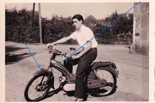 Old photo around 1950 moped - old, 1950,