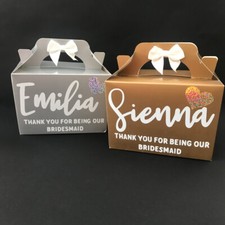 Personalised Wedding Gift Box, Bridesmaid Thank you Gift Favour Bag-Gold-Silver
