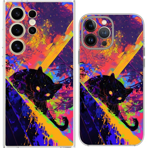 Black cat splatter - black, sky