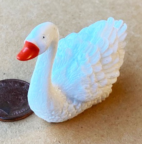Dolls house white plastic - house, swan