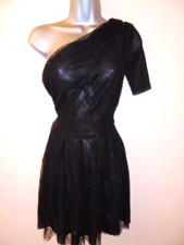 Christopher Kane Topshop Black One Shoulder Lace Mesh Evening Occasion Dress 10