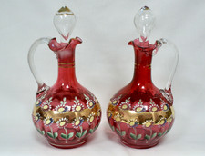 Pair victorian cranberry glass - victorian,