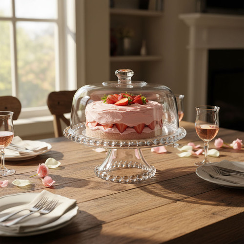 Pasabahce glass footed cake - glass,
