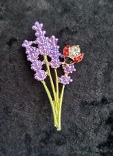 Purple Lavender Bouquet Brooch With Ladybird Vintage Inspired Jewellery Flowers