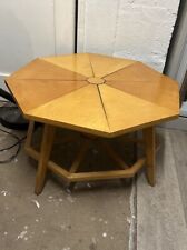 Vintage Art Deco Octagonal Coffee Table – Geometric Solid Wood – Rare Piece