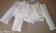 BABY GIRLS SATIN LONG SLEEVED FRILL BOLERO,WHITE/IVORY,CHRISTENING,WEDDING,SHRUG