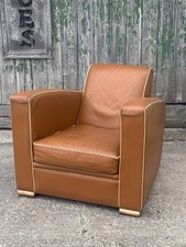art deco style french leather lounge chair