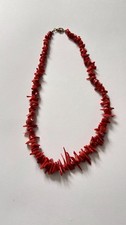 Vintage Polished Red Coral Chip Necklace – 20” Natural Coral Jewellery 925clasp