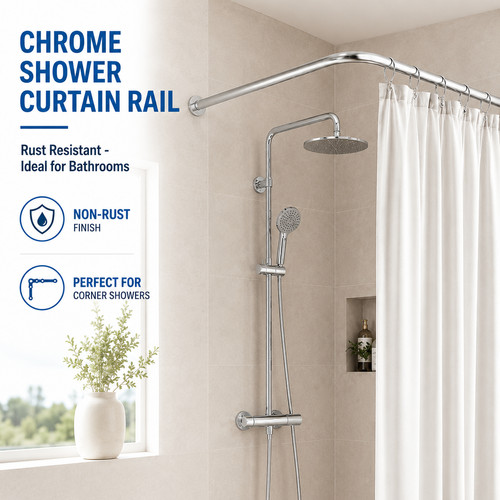 Chrome shower curtain rail - shower,