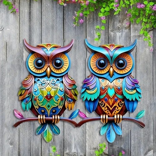 Owl wall colorful - wall, outdoor
