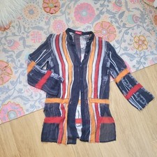 Gideon Oberson Pure Silk Earthy Grunge Blouse Shirt S Summer Casual Designer 