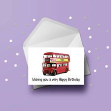 London Red Double Decker Bus Birthday Card 02 
