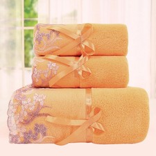 Lace Towels Set, Yellow Bath