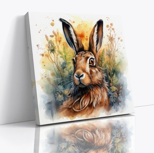 Hare wildlife watercolour - hare,