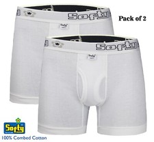SOFTY® 2 PIECE PACK MENS RIB FABRIC DESIGNER COTTON BOXER SHORTS UNDERWEAR