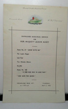 1953 Cunard Liner RMS Caronia Shipboard Memorial service For Queen Mary Leaflet
