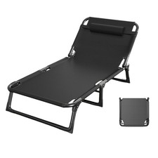 Garden Reclining Sun Lounger Folding Chair Bed Rocker Recliner Beach Camping~