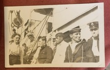 Pre  WW2 Royal Marines on HMS Malaya (battleship)  - Postcard real photo 