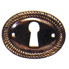 Keyhole cover / horizontal escutcheon in antique brass. 38mm x 28mm
