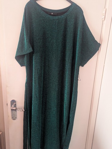 Dark green lurex evening dress - green,