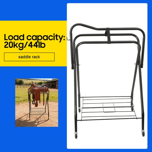 Folding saddle rack - on, wheels