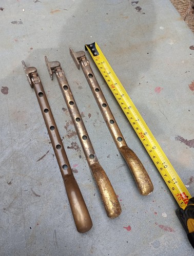 Old brass window stays - brass, stays.