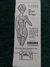 A7d  Ephemera 1969 Essex advert robsons corset shop flexees 