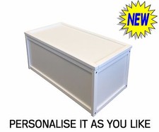NEW WHITE WOODEN TOY BOX