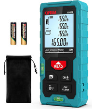 Laser Distance Meter 50m/165ft–High Accuracy, Backlit LCD, Bubble Levels, Pythag