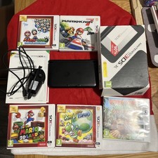 Nintendo 3DS XL Console Black Boxed 5 Games Mario Kart Bros Great Condition 