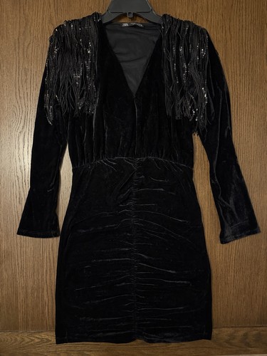 Zara black velvet long sleeve - black, long-sleeve