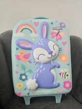Smiggle Kids Girls Bunny Mini Hard Shell Suitcase Travel Trolley Bag.