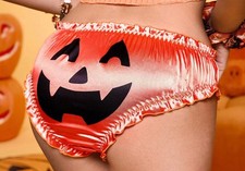 Girls 15 yrs Pretty Orange Halloween Satin Brief Panties Silky Knickers  UK 10