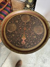 Persian Vintage Brass painted Decorative Tray  table top 69 cm diameter 