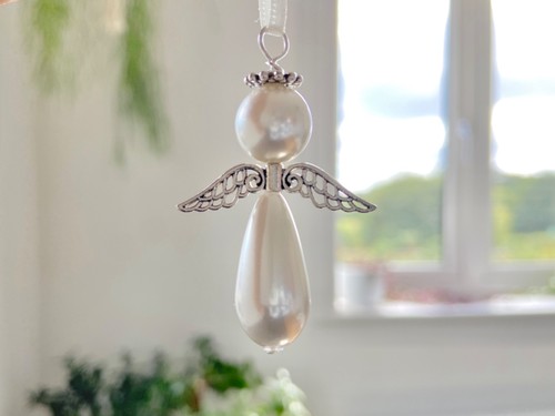 Pearl angel ornament - pearl,