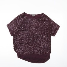 Phase Eight Women’s Purple Sequin Tunic Blouse Size S Party Top