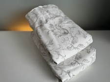 Pencil Pleat Fully Lined Curtains In Laura Ashley White/Grey Scrollwork