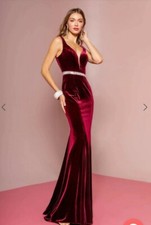 GLS Velvet Scoop Back Evening Prom Gown SM