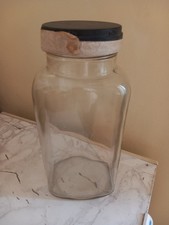 Vintage Glass Sweet Shop Jars 60s / 70s with Black Lids  used