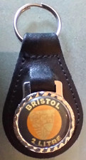 BRISTOL 2 Litre Vintage Key Ring Metal and Leather. Used