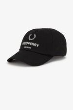 Fred Perry Baseball Cap In Black Logo Embroidery Graphic Twill Logo Genuine Hat