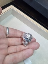 925 Silver Skull Ring Size Z Unique Pattern, Bold Gothic Style Heavy Men’s Biker