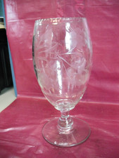 Victorian hand blown cut glass and engraved celery vase