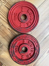 Weider 2x 2kg Retro, Vintage  Iron Weight Plate for 1" barbell dumbbell bars