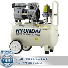Air Compressor SUPER Silent Portable 24L Oil Free 1HP 100PSI 7BAR 230v Hyundai