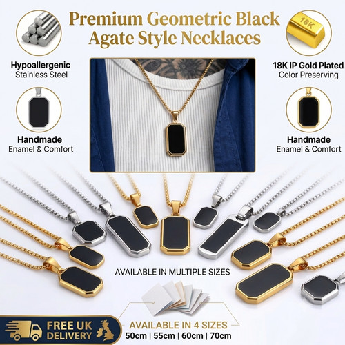 Black agate style pendant - black,
