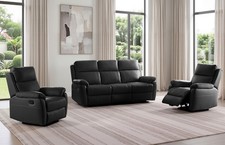 BLACK Italian Leather 3 Seater