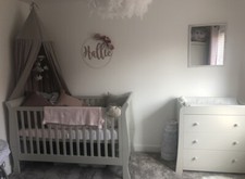 Mamas and Papas Grey Mia 2 Piece Nursery Set - Cot Bed And Changing Table